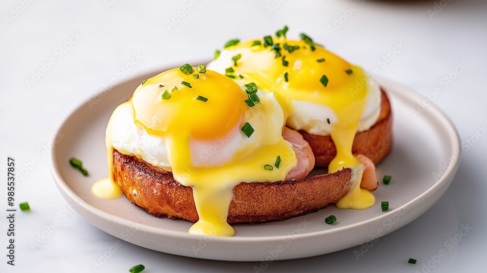 Delicious Eggs Benedict with Hollandaise Sauce Delicious Eggs Benedict with Hollandaise Sauce