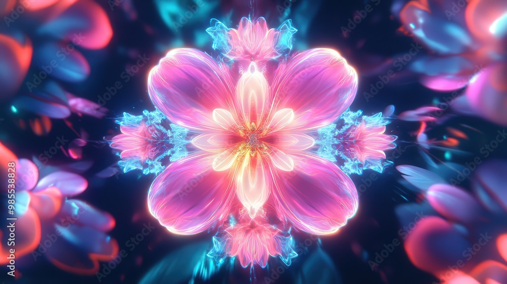 Flower neon light kaleidoscopic Coastal