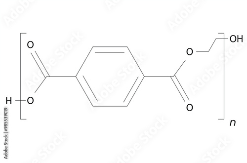 Polyethylene Terephthalate (PET) chemical structure.