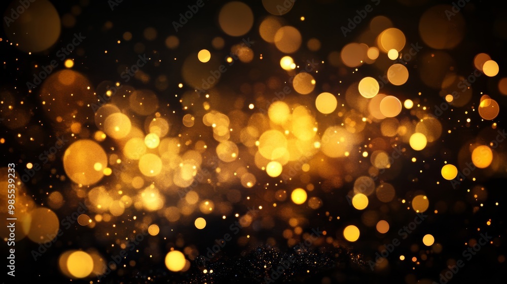 Countless golden lights shimmer softly against a dark background, forming an enchanting bokeh effect that captivates and inspires wonder in the viewer Countless golden lights shimmer softly against a dark background, forming an enchanting bokeh effect that captivates and inspires wonder in the viewer