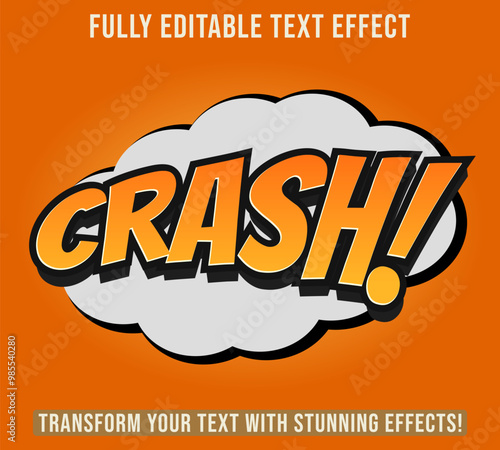 Editable text effects Comic Crash theme, Customizable and Ready to Use.