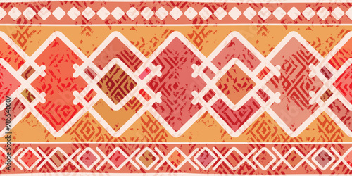 Seamless pattern, ethnic background, geometric ornament, vector design, border	