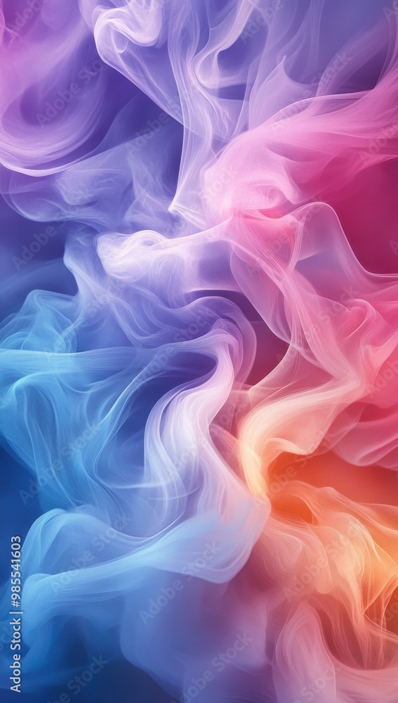 Obraz premium Colorful abstract background with swirling smoke patterns in pink, blue, and purple hues creating a vibrant and dynamic visual effect