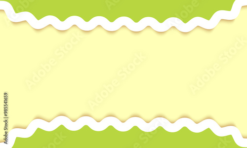 green banner template, paper color. 3d Minimalist Wavy lines Design on beige background. social media post story. horizontal banner template. Abstract Zigzag Pattern. presentation design vector
