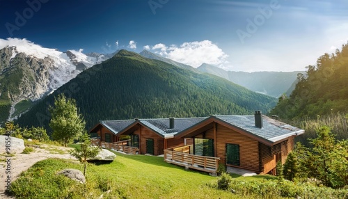 Eco-Friendly Cabins on Scenic Mountain Slope with Panoramic Views
