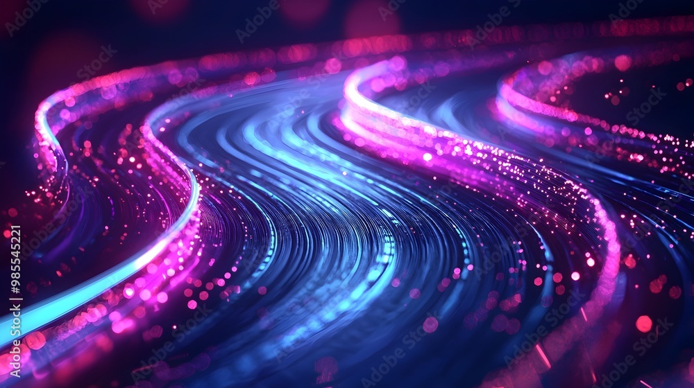 Obraz premium Glowing Digital Race Track Visualizing the Speed of an Algorithm