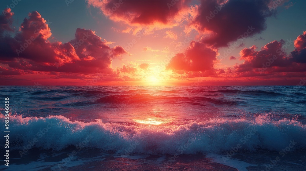 Dramatic Sunset Over the Ocean Dramatic Sunset Over the Ocean