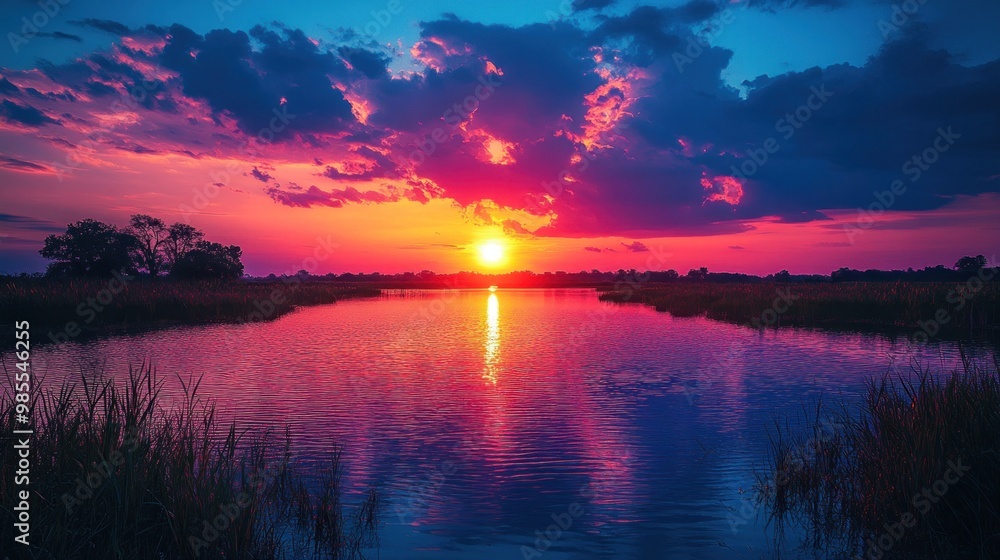 Obraz premium Sunset Reflection on Lake