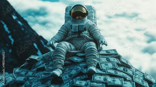 Astronaut pile of money