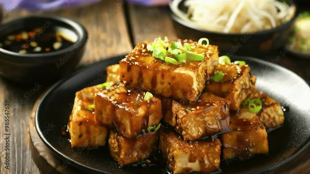 Crispy Tofu Glazed with Sweet and Savory Sauce - A Delicious and Easy Vegetarian Recipe Crispy Tofu Glazed with Sweet and Savory Sauce - A Delicious and Easy Vegetarian Recipe