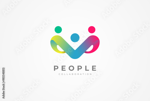 People logo design, Community human Logo with gradient color, people logo design template design element, vector illustration