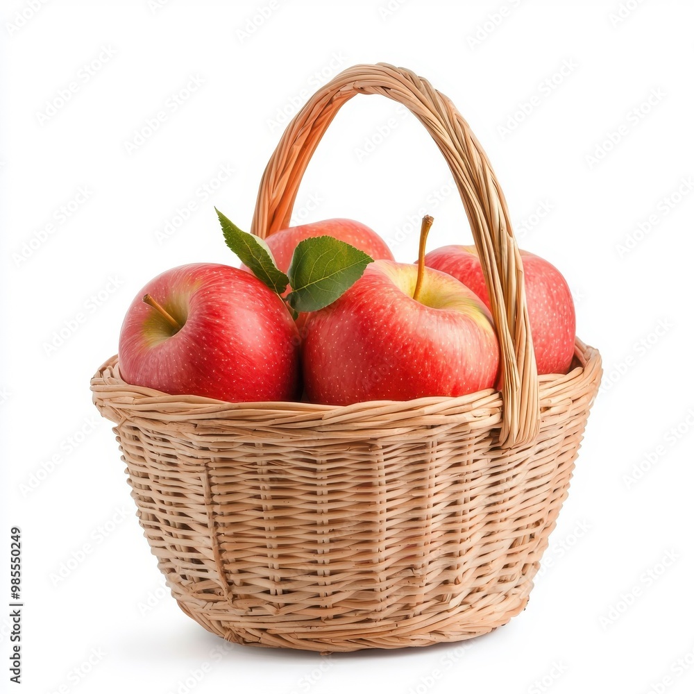 Basket of apples isolated on a white background. Basket of apples isolated on a white background.