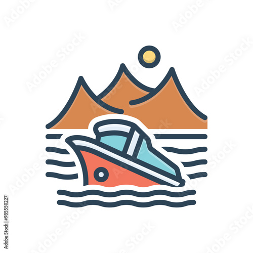 Color illustration icon for cruise photo