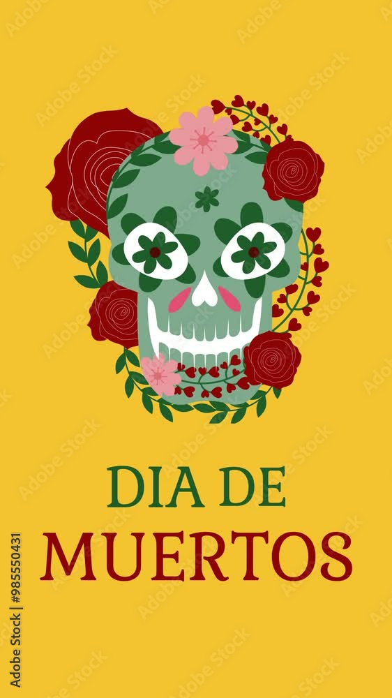 Calavera Head Skull. Dia de Los Muertos Skull. Art Video Illustration. Calavera Head Skull. Dia de Los Muertos Skull. Art Video Illustration.