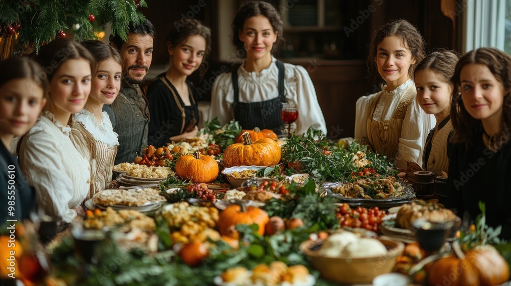 Family Gathering Around a Thanksgiving Table Family Gathering Around a Thanksgiving Table