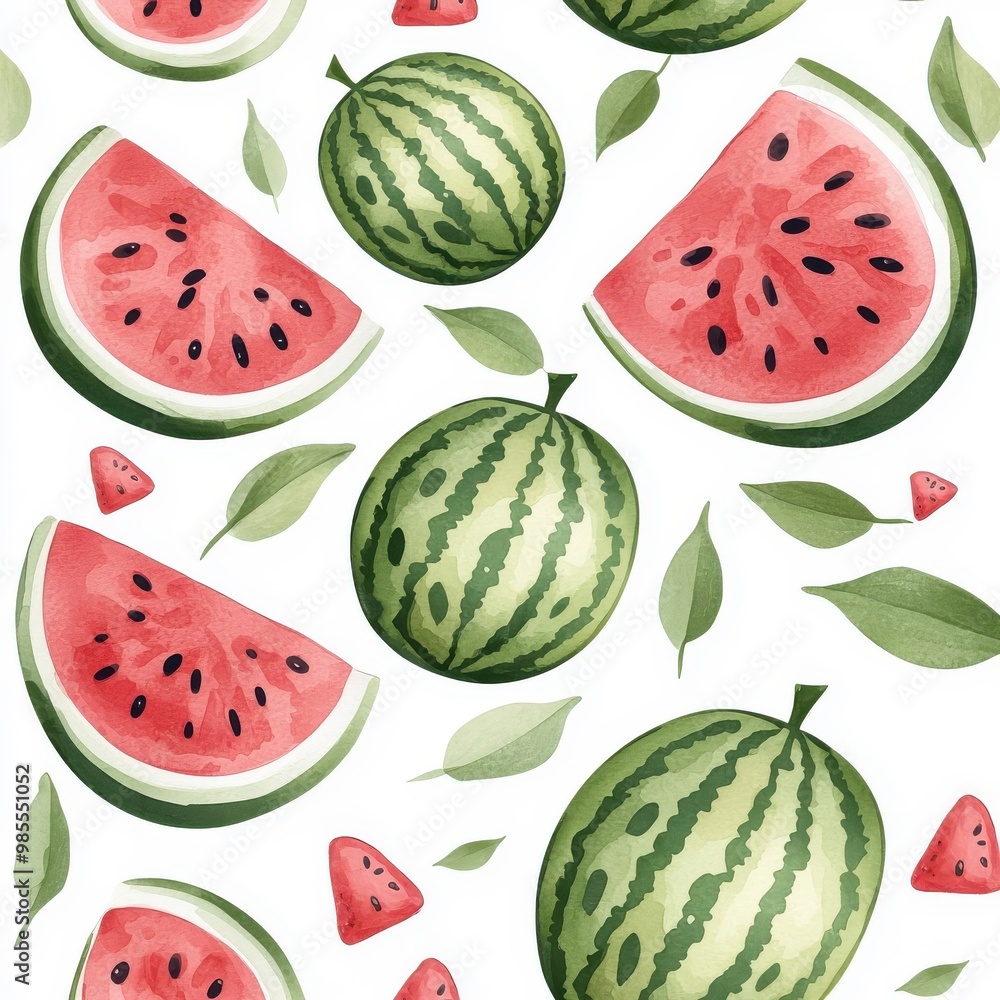 Watercolor seamless pattern of watermelons, isolated on a white background. Watercolor seamless pattern of watermelons, isolated on a white background.