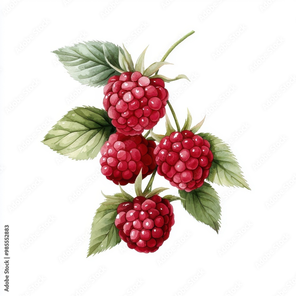 Simple watercolor raspberries isolated on a white background. Simple watercolor raspberries isolated on a white background.