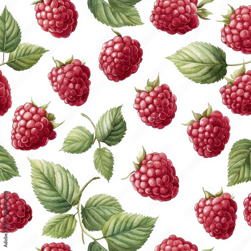 Watercolor seamless pattern of raspberries, isolated on a white background. Watercolor seamless pattern of raspberries, isolated on a white background.