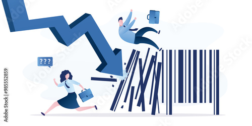 Businessman hand uses pen and drawing bar code. Company identity or build your personal brand concept, trademark promotion. Giant barcode symbol.
