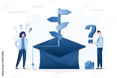 Education path, finding passion to study, decision to take academic course. Choosing a training course or specialty. Students thinking about direction