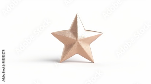 Isolated Three-Dimensional Star, a vibrant star shape rendered in three-dimensional graphics, set against a clean white background, emphasizing its form and design.