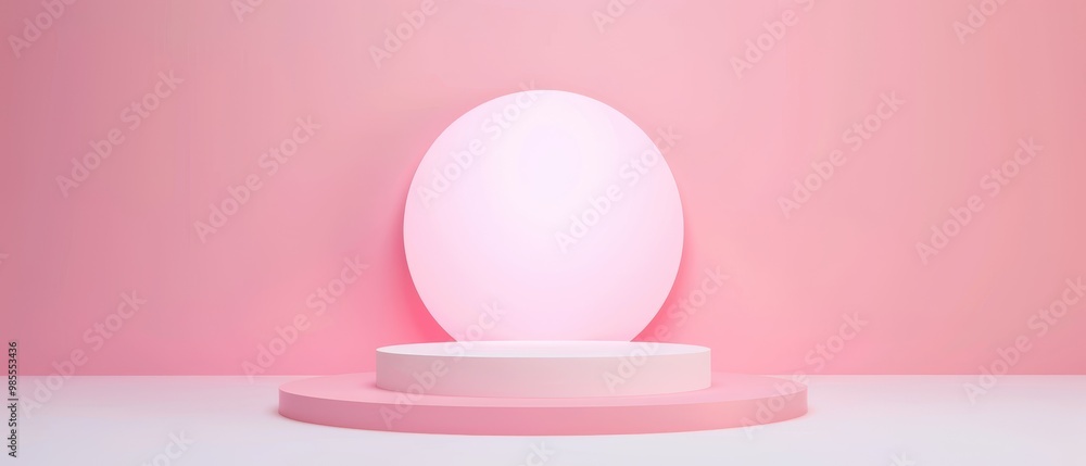 Abstract pink geometric backdrop, minimalist podium design, three-dimensional rendering, modern aesthetic, perfect for showcasing products or artistic displays in a stylish environment. Abstract pink geometric backdrop, minimalist podium design, three-dimensional rendering, modern aesthetic, perfect for showcasing products or artistic displays in a stylish environment.