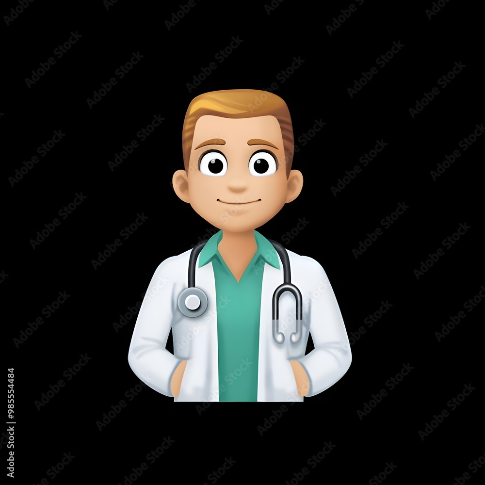 Fototapeta premium 3D Doctor Emoji on Black Background 