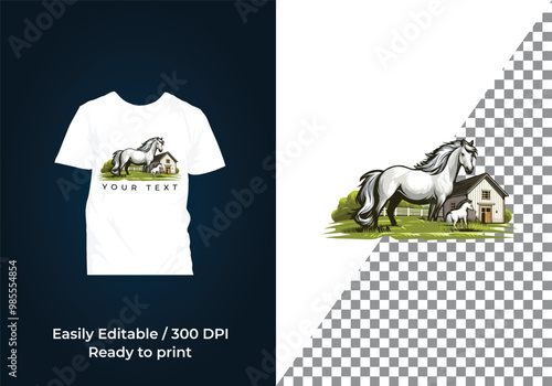 Horse fram logo and t - shirt vector template, Animal fram logo design, Creative logo design Ai generated