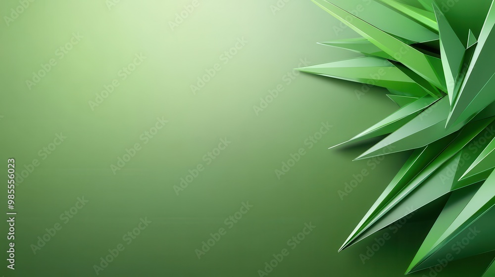 Fototapeta premium Abstract green low poly background with a mix of angles and smooth gradients, providing a sleek and contemporary design