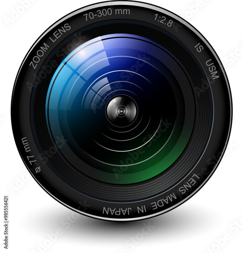 Camera photo lens, 3d icon illustration.
