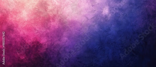 Craft a textured background featuring a vibrant blend of violet, pink, and deep blue, giving the impression of fading light in a grainy, abstract space. 