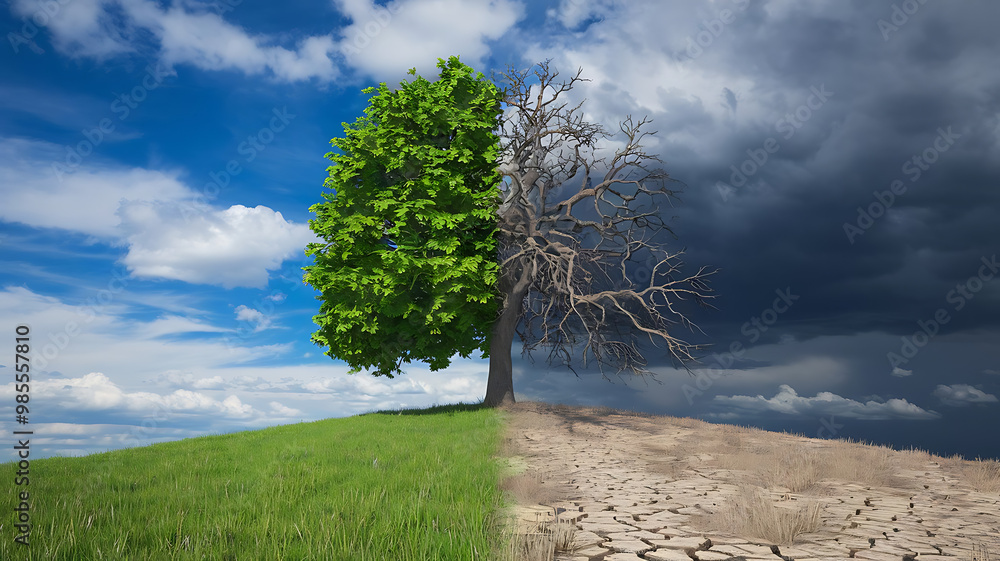 Fototapeta premium Nature conservation and climate change, environmental protection, ecosystem preservation, wildlife conservation, global warming, renewable energy.