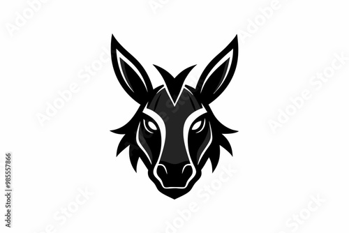 Head of a donkey. A donkey head creative logo Icon, silhouette vector artwork illustration