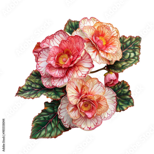 Red and white flowers bloom in a beautiful floral bouquet