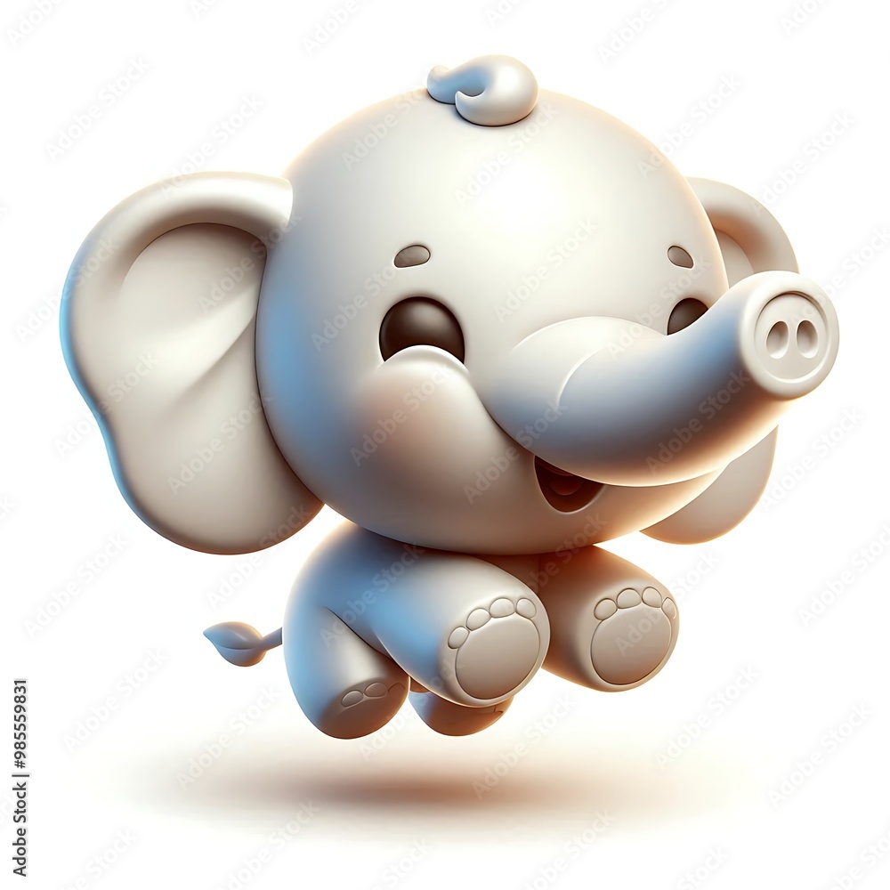 3d render cartoon of a smiling elephant isolated on white background, wild animal character concept 3d render cartoon of a smiling elephant isolated on white background, wild animal character concept