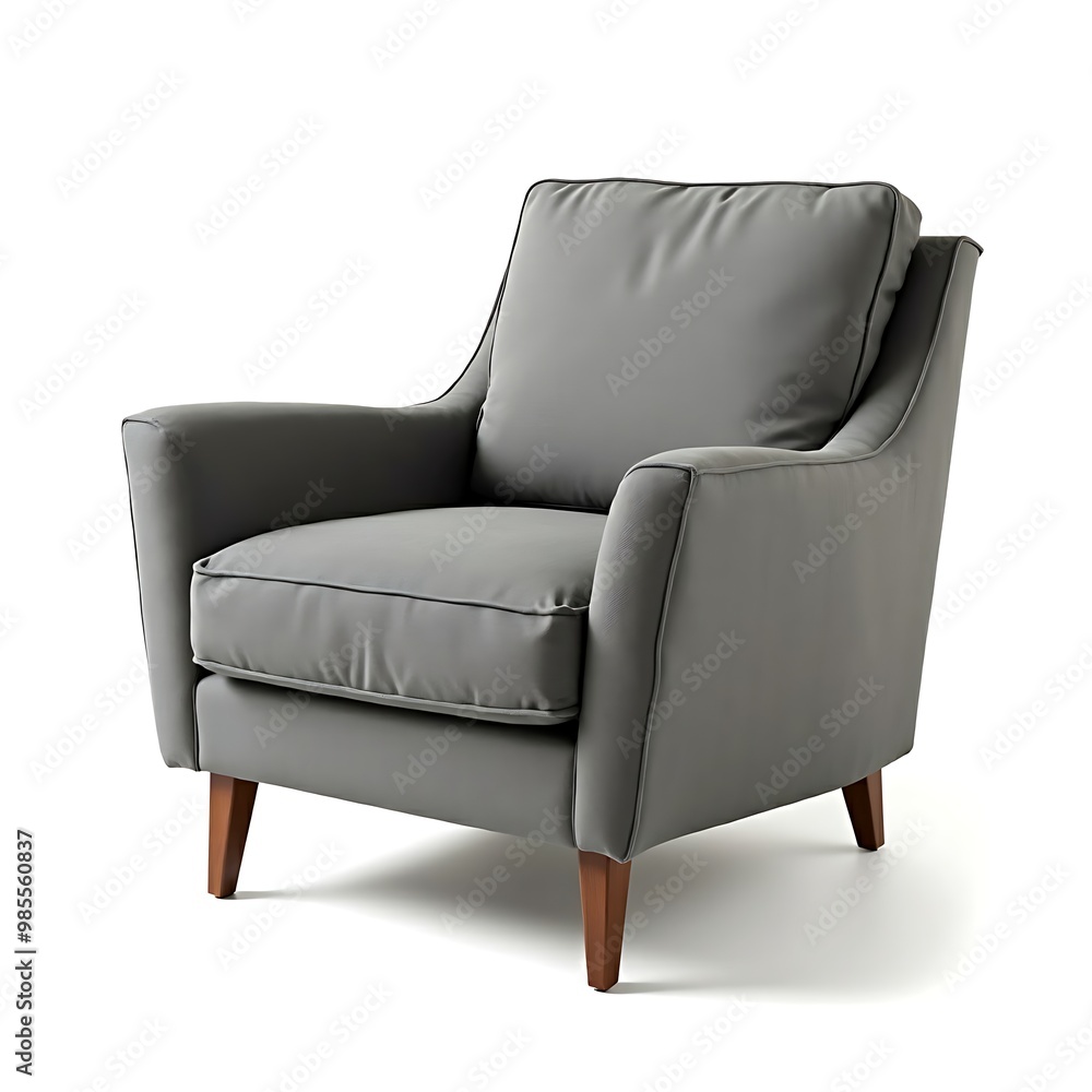 A Gray comfortable armchair isolated on a white background A Gray comfortable armchair isolated on a white background