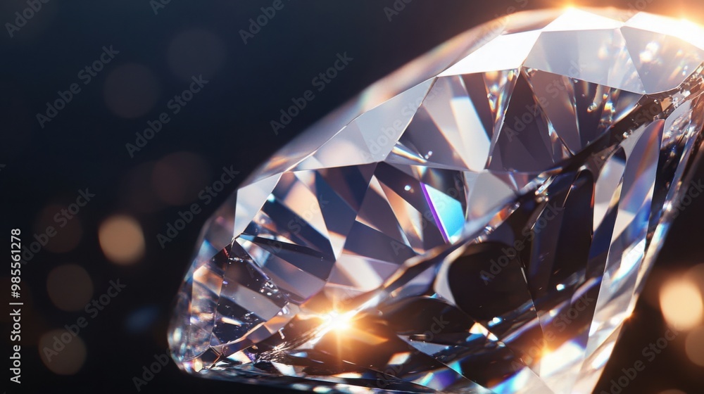 A stunning close-up image of a perfectly cut diamond, sparkling with clarity and precision