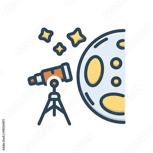 Color illustration icon for observation
