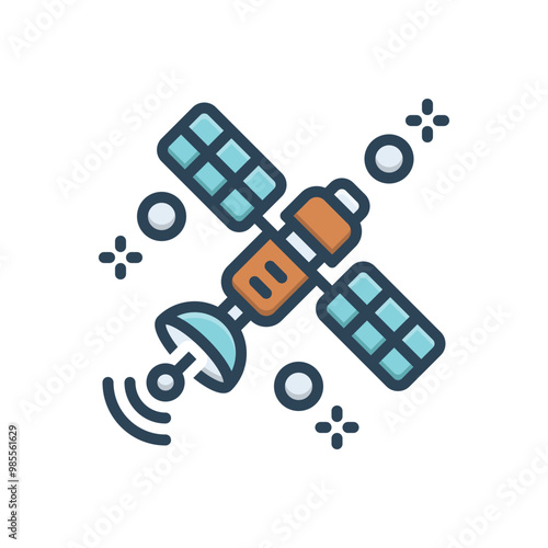 Color illustration icon for satellite