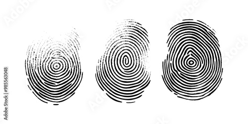 fingerprint or thumbprint set isolated. Set fingerprint scanning icon sign	