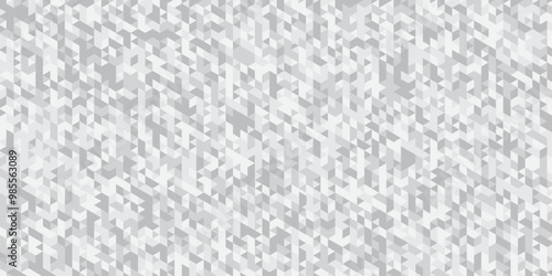 Abstract geometric white or gray background seamless triangular origami grayscale mosaic and low polygon triangle texture banner wallpaper.