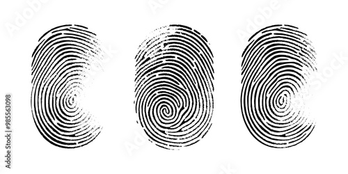 fingerprint or thumbprint set isolated. Set fingerprint scanning icon sign	