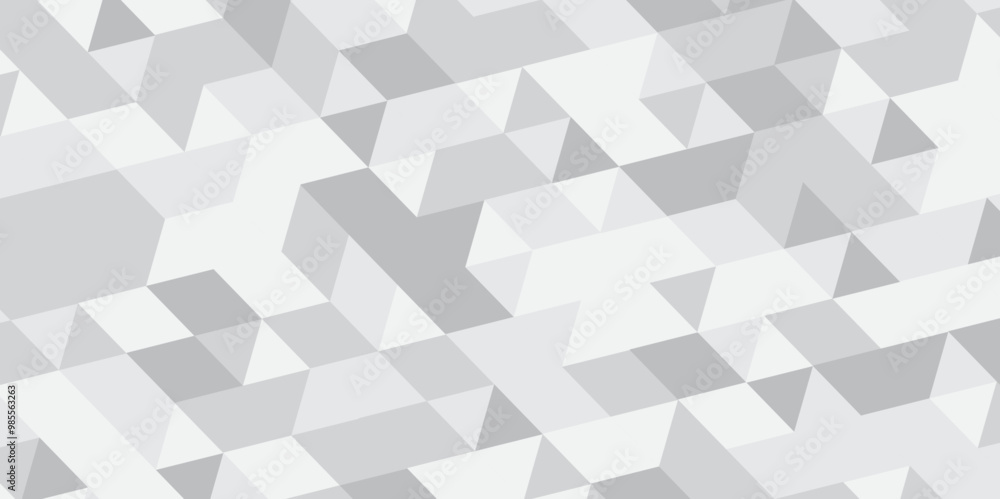 Obraz premium Abstract geometric white or gray background seamless triangular origami grayscale mosaic and low polygon triangle texture banner wallpaper.