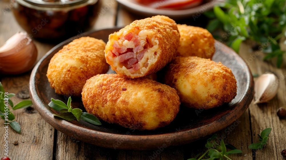 Spanish tapas called croquetas de jamón Spanish tapas called croquetas de jamón