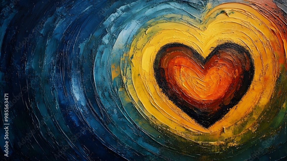 Colorful heart shape art on dark background Colorful heart shape art on dark background
