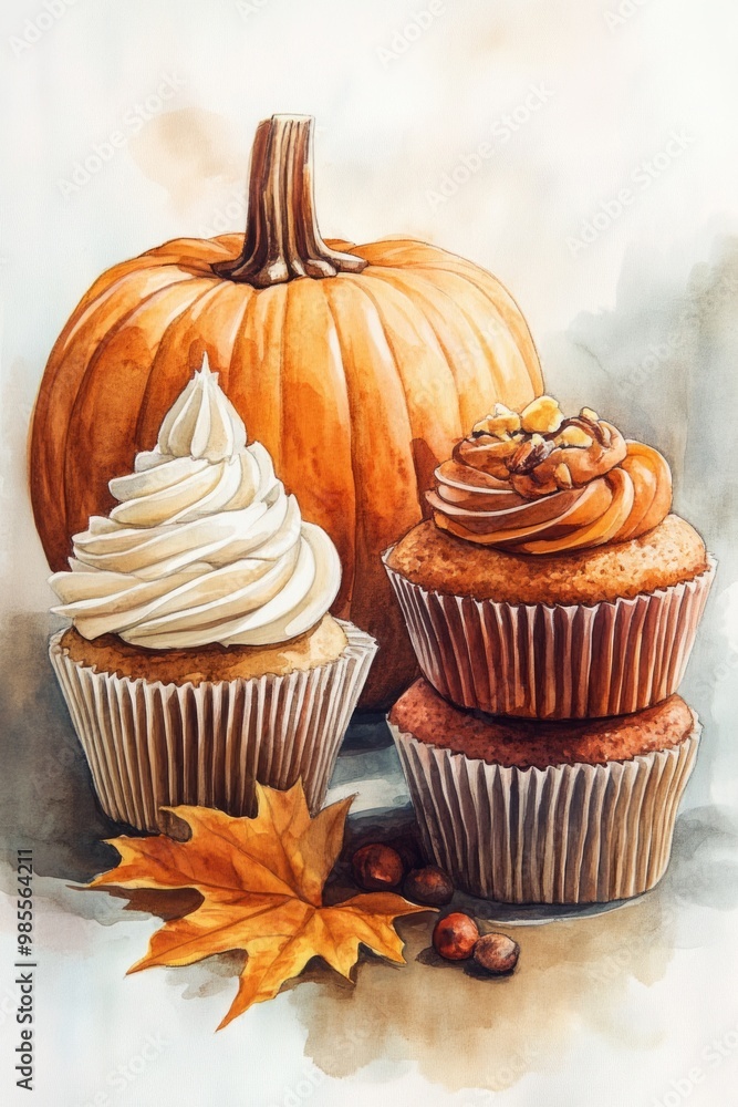 Cupcake and Pumpkin Decoration Cupcake and Pumpkin Decoration