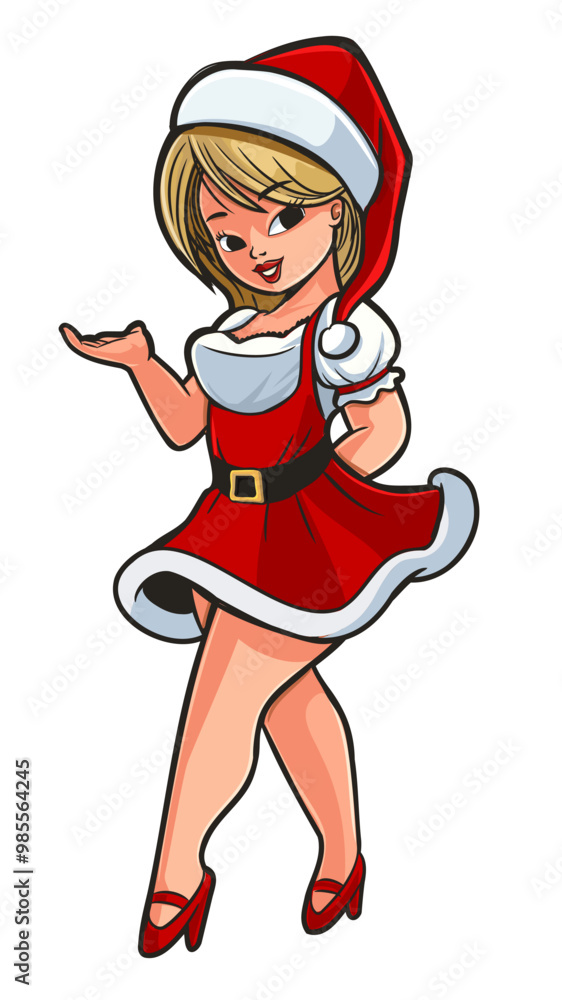 blonde girl in christmas dress posing for christmas gift blonde girl in christmas dress posing for christmas gift