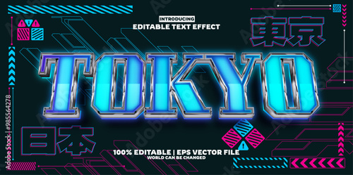 Tokyo Sci-fi editable text effect in new modern trend style
