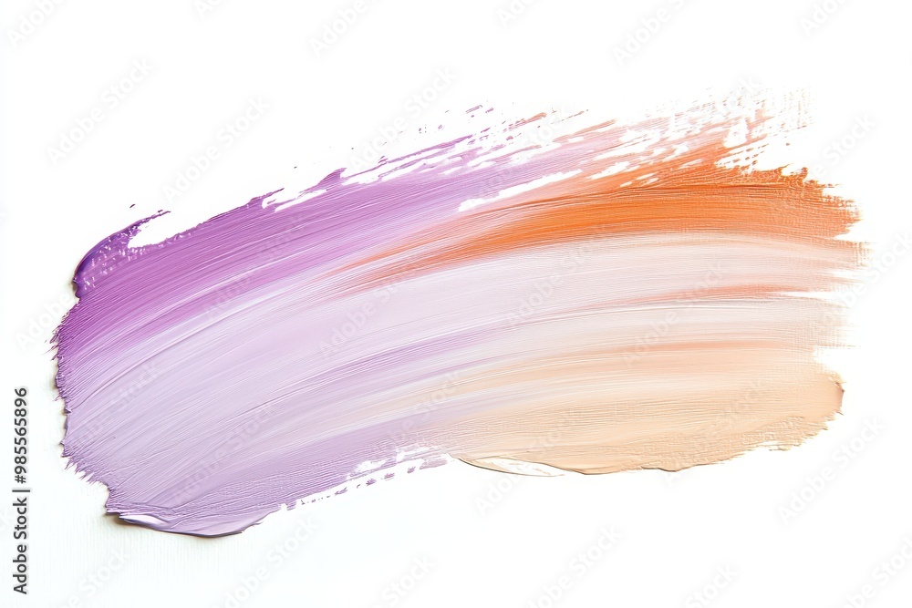 A vibrant brushstroke in purple and orange hues on a white background. A vibrant brushstroke in purple and orange hues on a white background.