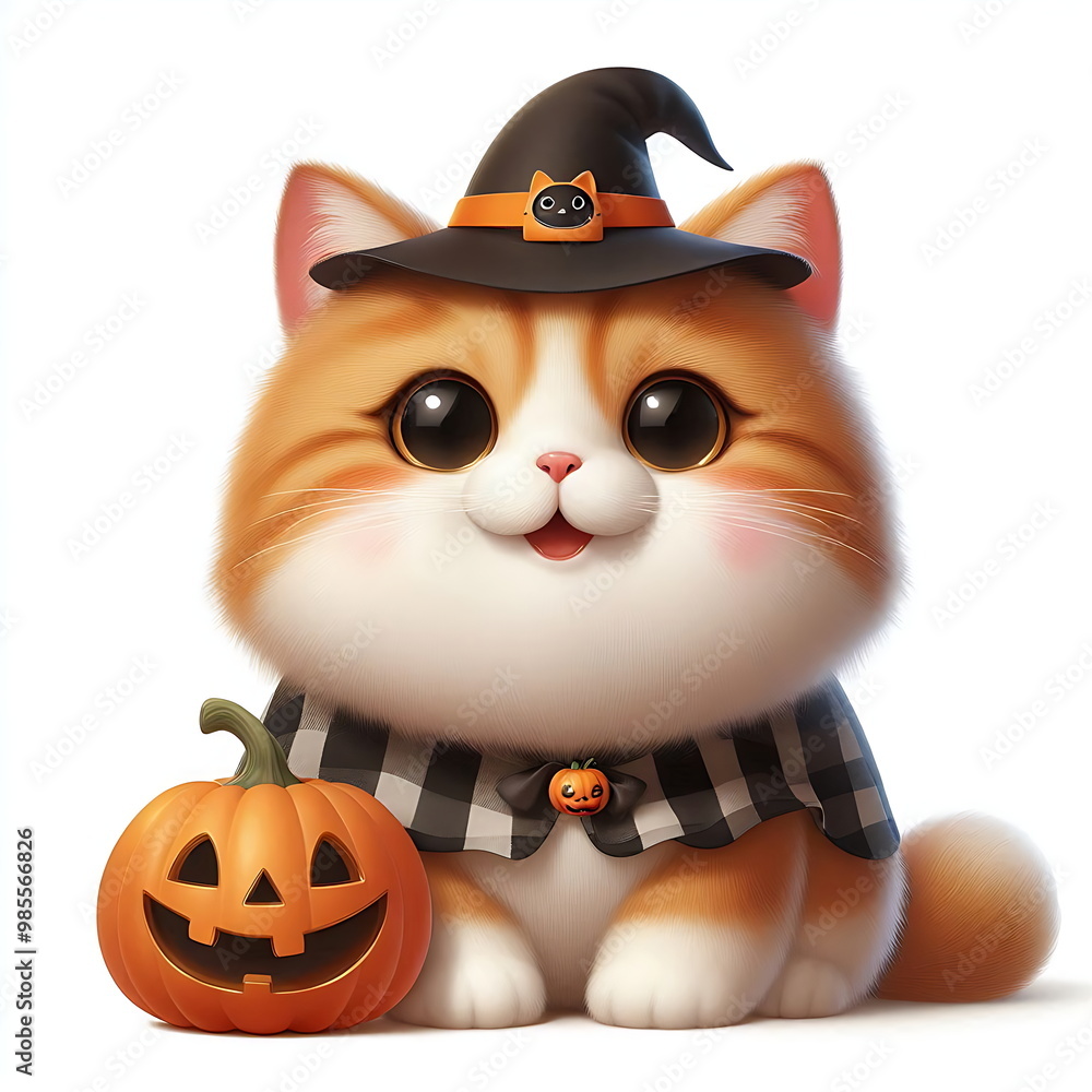 Cute Cat with Pumpkins , Halloween , Animation Style, Happy and Beautiful, Design for T-Shirts, Stickers, or Any Product, White Background, AI-Generated Cute Cat with Pumpkins , Halloween , Animation Style, Happy and Beautiful, Design for T-Shirts, Stickers, or Any Product, White Background, AI-Generated